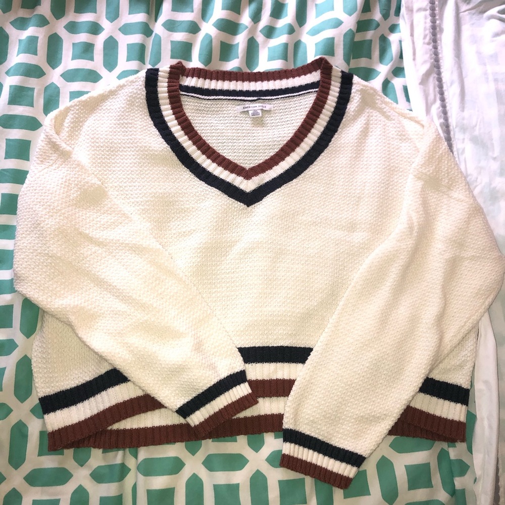 american eagle long sleeve v-neck crop top